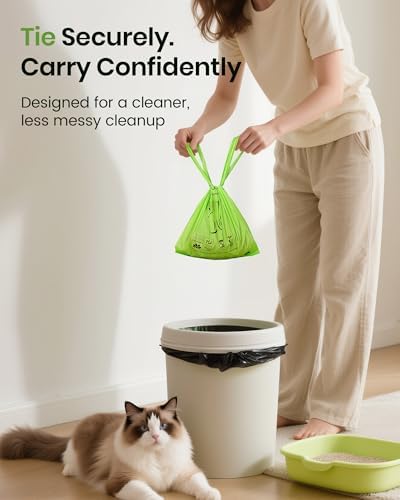 Cat Litter Bags for Poop, Certified Compostable Cat Waste Disposal Bag, Leakproof Durable and Unscented Large to Fit Any Scoop Strengthen Dog Poop Bag- 100 Count