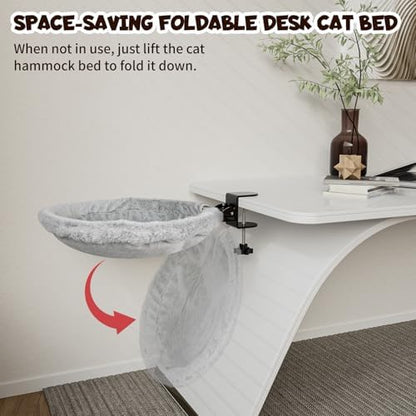 Acools Double Cat Desk Bed for 2 Cats, 360° Rotating Desk Cat Bed, 80 lb (Desk Cat Bed - Single)