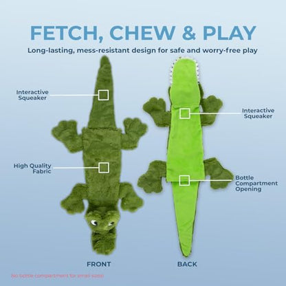 Best Pet Supplies 2-in-1 Stuffless Squeaky Dog Toy - Alligator, Large