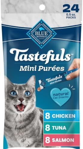 Blue Buffalo Tastefuls Mini Purees Variety Pack Cat Treats, 0.5 oz, 24 ct