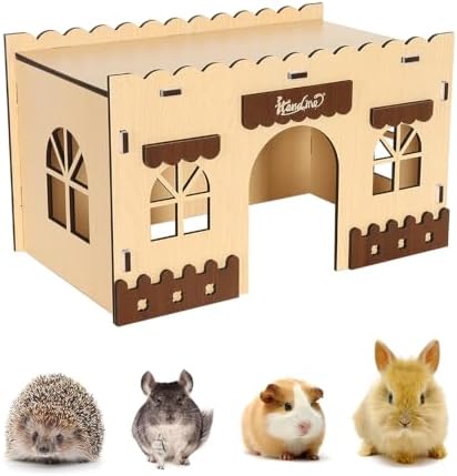 Wooden Guinea Pig Hideout Bunny House Rabbit Bed – Small Animal Habitat