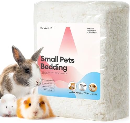 BUCATSTATE Hamster Bedding 70L, 99% Dust-Free Guinea Pig Bedding Odor Control Paper Bedding, Cozy Small Animal Bedding for Rabbit Rat Syrian Dwarf Hamsters Gerbils (White)