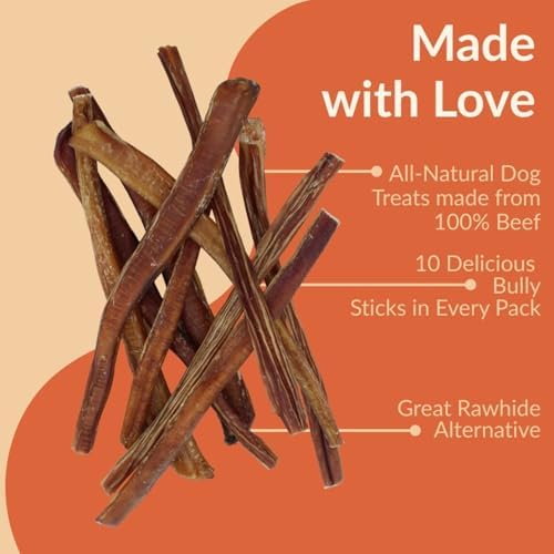 Bully Sticks for Large Dogs 12" – Single Ingredient, 10-Pack