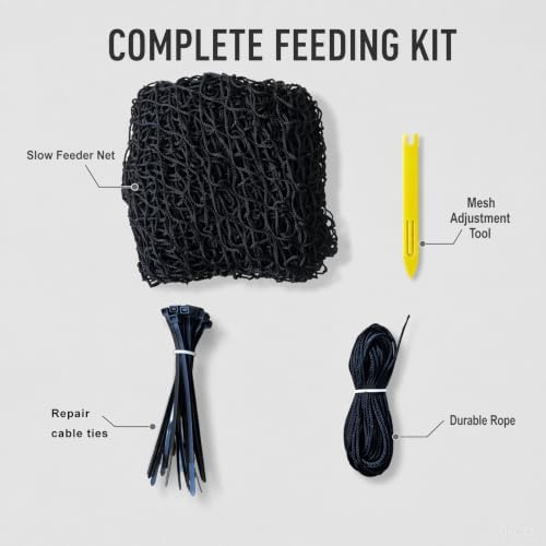 5 * 5ft Round Bale Hay Net 1.75" Knotless Slow Feed Hay Net, Heavy Duty Hay Saver Net Holds 800 lbs, UV Resistant Horse Hay Net for Round Bales, Horses, Cattle, Goats & Sheep