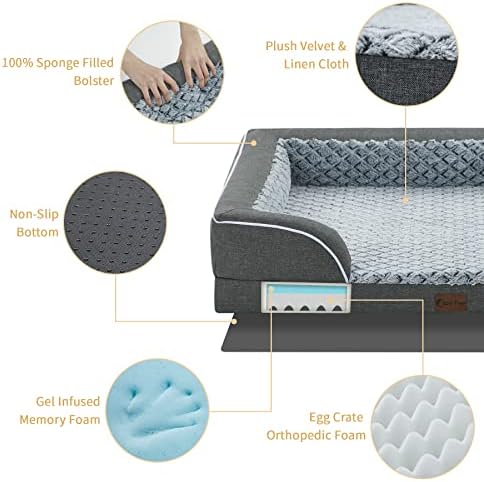 Waterproof Orthopedic Dog Bed for Large Dogs, 36x27in, Dark Grey
