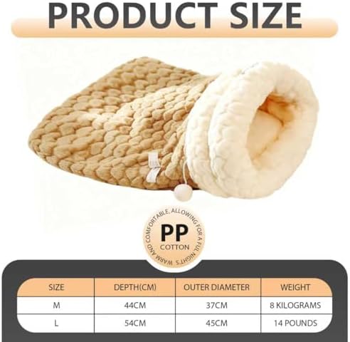 Cat Winter Sleeping Bag Soft Warm Cozy Pet Bed Sack for Indoor Cats or Small Dogs Durable Washable Sleeping Pad (Bron, Medium)