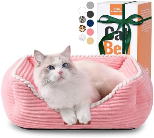 Zerbuger 20in Pink Rectangle Cat Dog Bed Machine Washable Sleeping Sofa