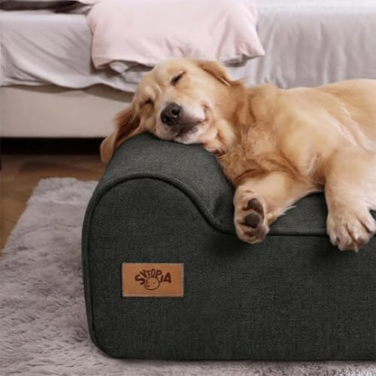 Sytopia 7" Thick Orthopedic Dog Beds for Extra Large Dogs (50" x 34" x 7"), Chew Proof Fabric Cover, 35D Memory Foam Dog Beds with Durable Waterproof Liner & Removable Washable Cover, Black