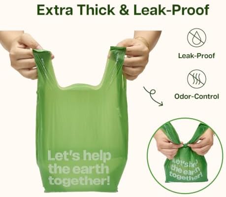 Deo Doo Dog Poop Bags with Handles, 240 Count Large Size, Extra Thick and Leak Proof Refill Rolls for Doggie Waste, Easy Tie and Cleanup, Unscented