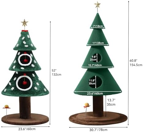 DWVO 52" Christmas Cat Tree with 2-Storey House
