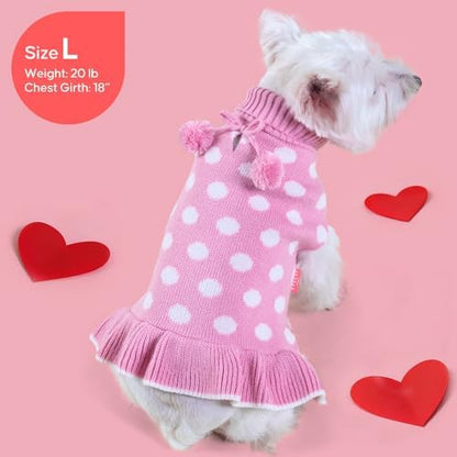 KYEESE Dog Sweater Dress for Medium Large Dogs Turtleneck Thick Knit