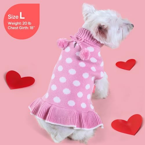 KYEESE Dog Sweater Dress for Small Dogs Turtleneck Thick Knit Pullover
