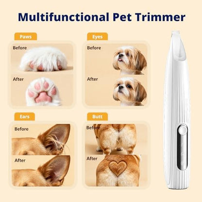 Silent Pet Paw Trimmer | Cordless Paw Trimmer for Grooming w/Light