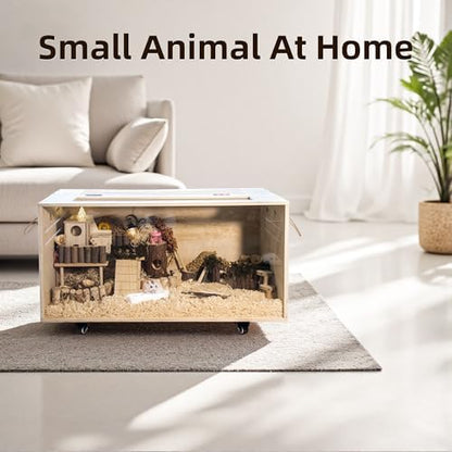 Pine Small Animals Houses&Habitats Chewproof, 32" Pine Guinea Pig Cage Hamster Cage for Small Animals (32" Medium, Roller)