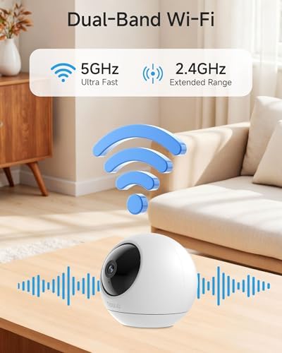 Noorio 4K Indoor Security Camera, Baby & Pet Monitor with 5/2.4 GHz WiFi 6
