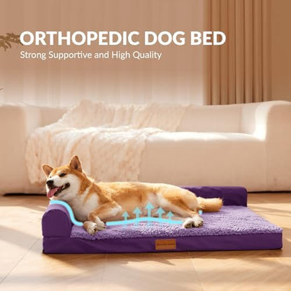 Patas Lague Orthopedic Large Dog Bed Washable Pet Sofa Bed 56''X40''Purple