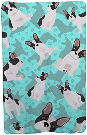 Caroline's Treasures MLM1003TBLT Black and White French Bulldog Soft Travel Blanket with Bag Airplane Blanket, Indoor Outdoor Camping Blanket for Traveling, Picnics, Beach Trips, Concerts