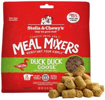 Stella & Chewy's Freeze-Dried Raw Duck Duck Goose Meal Mixers - Dog Food Topper and Mixer - Made with 95% Cage-Free Poultry, Organs & Bone - Perfect for Picky Eaters - Grain-Free - 3.5 oz