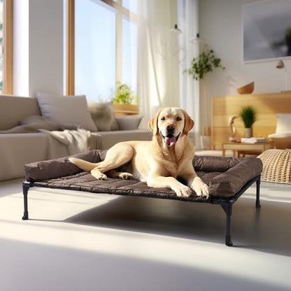 Veehoo Outdoor Elevated Dog Bed with Waterproof Bolster Cushion, Cooling