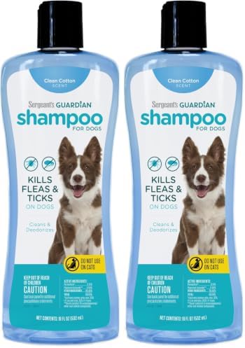 Sergeant's Guardian Flea & Tick Dog Shampoo, Clean Cotton Scent, 18 oz. (Pack of 2)