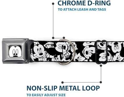 Buckle-Down Seatbelt Buckle Dog Collar - Olaf/Snowflakes Stitch Blues/White - 1" Wide - Fits 9-15" Neck - Small, DC-WDY162-WM