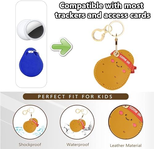 BORKUANA PU Leather Keychain Holder Protective Case Compatible with AirTag