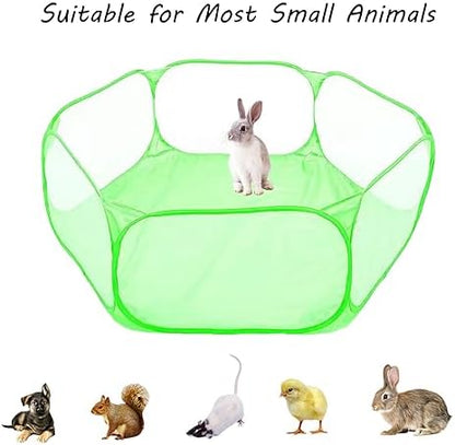 Small Animals Playpen, Portable Pop-up Open Interactive Pet Tent, Indoor Outdoor Fence for Rabbits, Guinea Pig, Hamster, Chinchillas, Kittens, Puppies