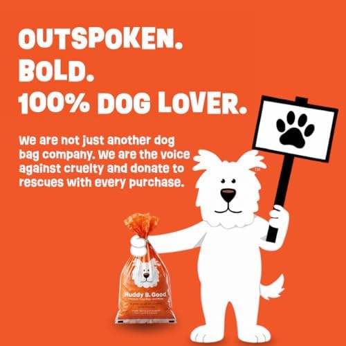 Huddy B. Good™ – New! Dog Poop Bags That Save Dogs | Supports 3 Dog Rescues | Cruelty-free Manufacture | Eco-Friendly | 85% Plant-Based Material | Extra Large & Leak-Proof | Unscented | 120 Count