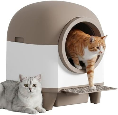 Greesum Enclosed Self-Cleaning Cat Litter Box, 90L XL, App Control, Quiet