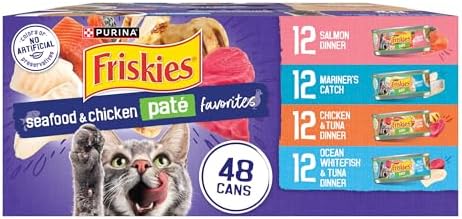 Purina Friskies Pate Variety Pack Seafood Chicken Cat Food, 48 Ct, 5.5 oz