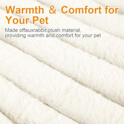 Washable Large Dog Bed,Fluffy Puppy Kitten Beds for Small Dogs(White,XL)