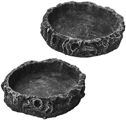 2Pcs Reptile Water Bowl, Feeding Dish for Leopard Gecko Lizard