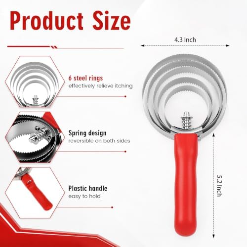 Tanlade 5 Rings 8 Pack Curry Comb Horse Brush Metal Curry Brush Derby Party Supplies Reversible Stainless Steel Comb Scraper with Comfortable Grip for Cow Sheep Pet Dog Goat Horse (Red)