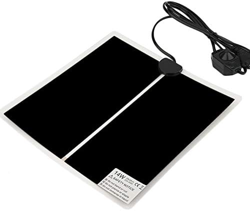 Tbrand Reptile Heating Pad with Temperature Adjustment, 110V 14W Heat Mat for Reptiles Tortoise Snakes Lizard Gecko Hermit Crab Turtle，Under Tank Heating Pad (14W(11inch*11inch))