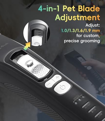 Dog Grooming Clippers for Thick Heavy Coats 3 Speeds Low Noise Pet Grooming Kit Cat Eletric Clipper with 10FC Ceramic & Stainless Steel Blade