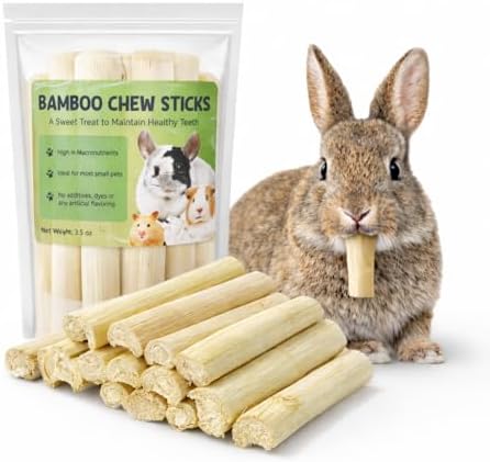 SunGrow Sweet Bamboo Chew Sticks for Rabbits, 100g (3.5 oz) Bunny Molar Chew Sticks for Guinea Pigs, Chinchillas, Gerbils, Hamsters and Small Animals