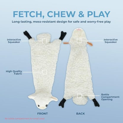 Best Pet Supplies 2-in-1 Stuffless Squeaky Dog Toy - Sheep, Large