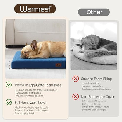 Orthopedic Dog Beds for Medium Dogs, Washable Pet Bed Mat with Removable Cover, Waterproof Egg Crate Foam Puppy Bed Anti Slip, 30" x 20", NOT for Chewers