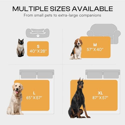 Luciphia Waterproof Bed Blanket Washable, Soft Sherpa Fleece Puppy Reversible Throw Blankets for Medium Large Dog Cat, Furniture Cover Protector Couch Bed from Liquid Pee and Pet Fur, Grey,85" x 57"
