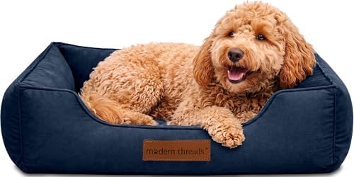 Modern Threads Luxury Dog Bed - Comfortable Tufted Velvet Cushion for Small to Large Dogs - Machine Washable - Durable & Cute Sleep Space for Pets - Pamper Your Pet with Cozy Beds - Denim