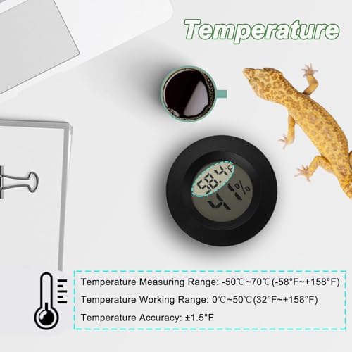 Reptile Thermometer and Humidity Gauge Digtal Terrarium Thermometer 2pc