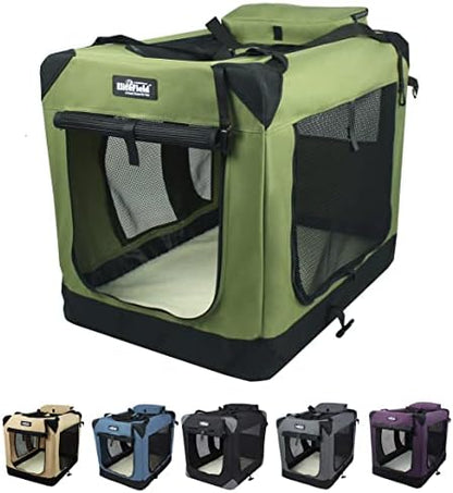 EliteField 3-Door Soft Dog Crate with Bed & Carrying Bag (2-Year Warranty)