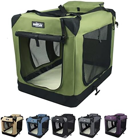 EliteField 3-Door Soft Dog Crate with Bed & Carrying Bag (2-Year Warranty)