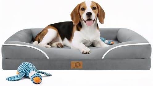 Homemate Dog Bed Medium Sized Dog: 28"x23" Orthopedic Pet Bed with Toy