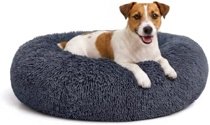 MIXJOY Orthopedic Dog Bed Comfortable Donut Cuddler Round Pet Beds Ultra Soft Washable Dog and Cat Cushion (20''/23''/27''/30'') (27'', Grey-Blue)