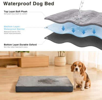 NUPIDA Waterproof Small Dog Bed for Crate with Washable Cover, 23x17, Grey