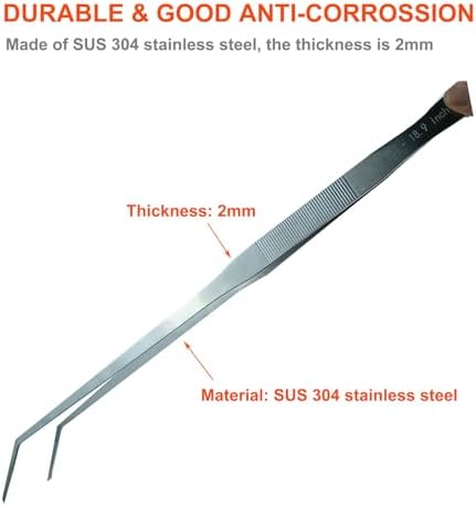 2 Pack Aquarium Tweezers, 18.9 & 10.5 Inch Stainless Steel Feeding Tongs