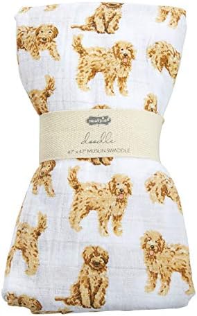 Mud Pie Golden Doodle Muslin Swaddle Blanket, Cotton Baby Blanket
