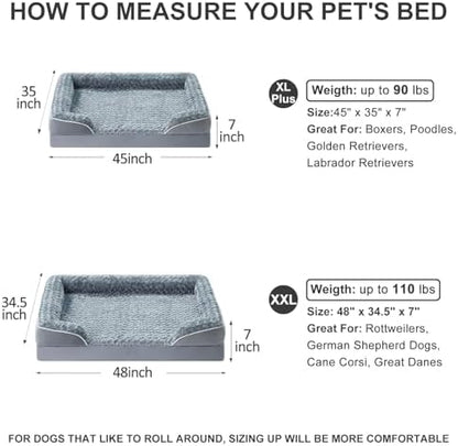 WNPETHOME Orthopedic Washable XL Dog Bed for Senior Dog Cozy Sleep