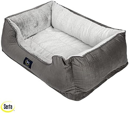 Serta Orthopedic Cuddler Dog Bed for Pets – Slate Gray (X-Large)